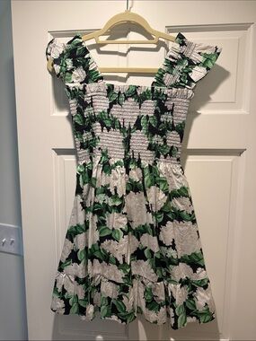 Hill House Home Green and White Hydrangea print nap dress